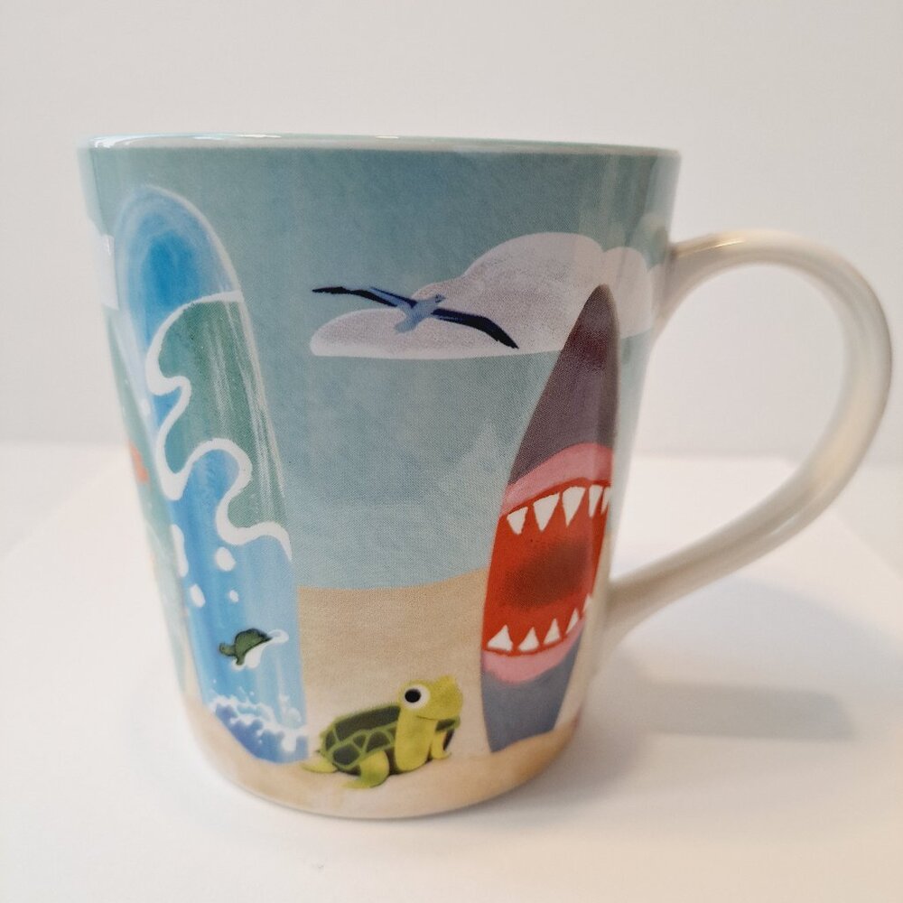 Starbucks 2010 Hawaii bone china surfboard beach shark fish 11 oz. mug - Picture 5 of 10
